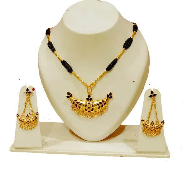 Assamese_Traditional_Gold_Plated_Black_Colour_Joon_Tassel_Jewellery_Set_For_Women